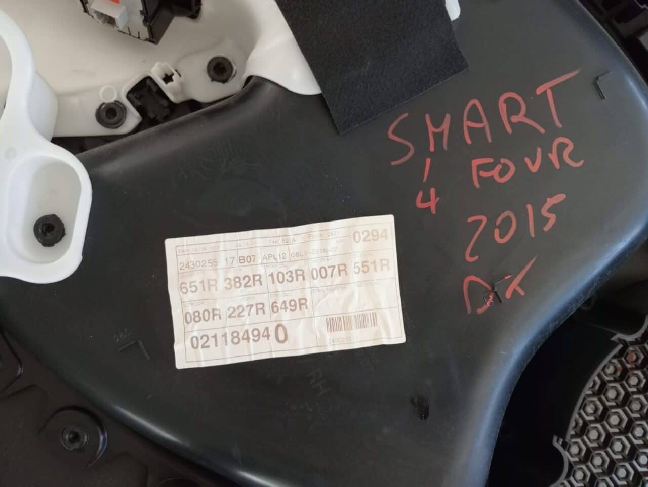Pannello rivestimento interno porta destra Smart Fortwo 3 3