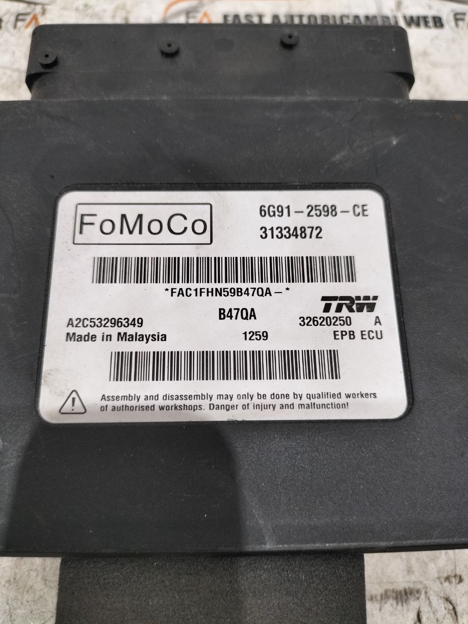 Centralina freno di stazionamento Volvo V60 6G91-2598 4 4