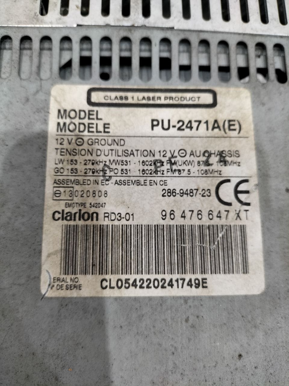 Autoradio Clarion Peugeot 307 96476647XT 4 photo_3_2026-01-26_09-17-43